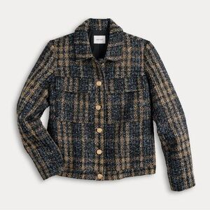 Nine West Women's Checkered Blazer - Navy and Tan, XL